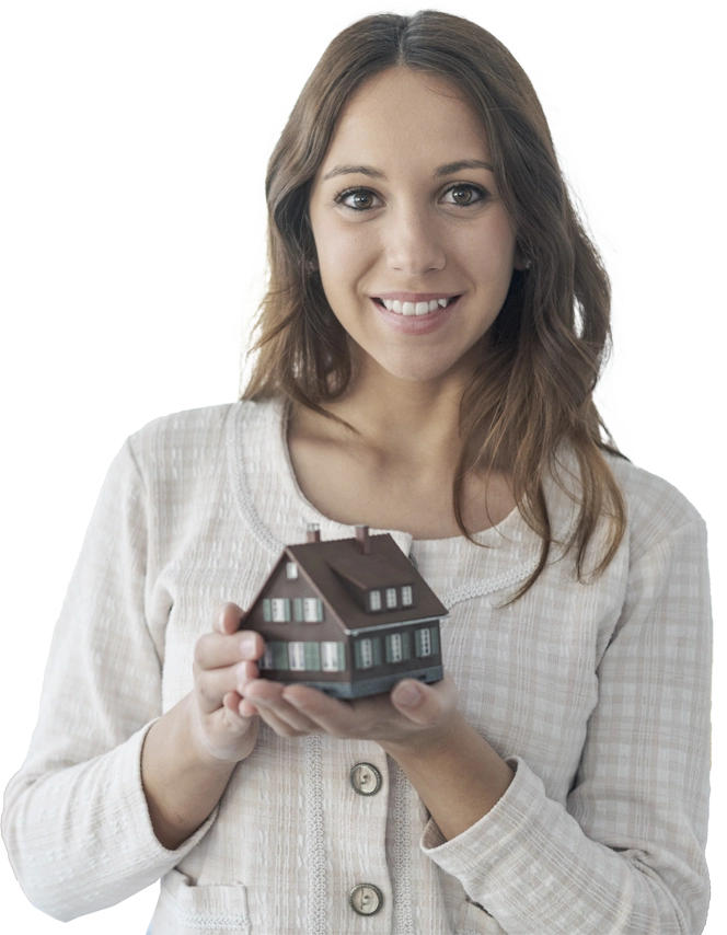happy-woman-holding-a-model-house-in-her-new-home